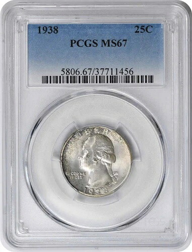 1938年ワシントンシルバークォーター MS67 PCGS