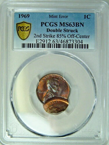 希少な1969年リンカーンペニー ***ダブルストライク*** PCGS MS63RD SN. 331