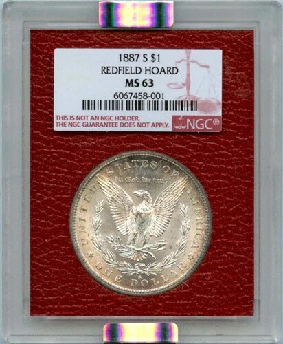 1887年 S $1 モルガン銀貨 レッドフィールドホード NGC MS63