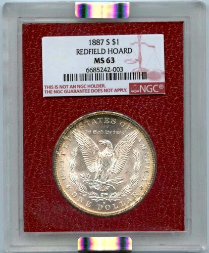 1887年 S $1 モルガン銀貨 レッドフィールドホード NGC MS63