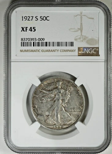 1927-S ウォーキング リバティ ハーフ ドル NGC XF45 素晴らしい見た目と輝き!