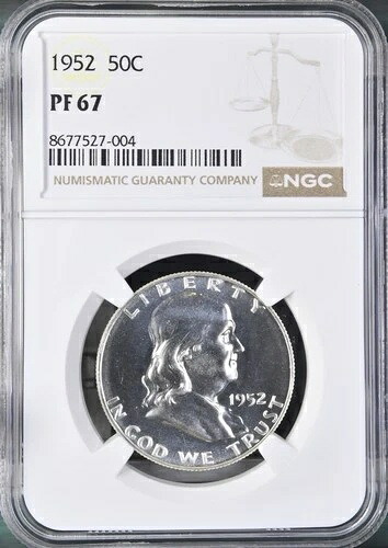 1952年 プルーフ フランクリンシルバー ハーフダラー 50セント NGC PF67