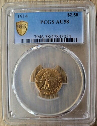 1914年 2.5ドル金貨 インディアンヘッドクォーターイーグル PCGS AU58