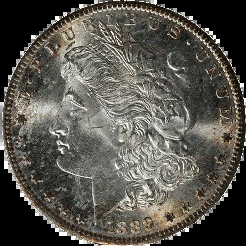 1889-S モルガン銀貨 レッドフィールドコレクション パラマウントホルダー トーニング