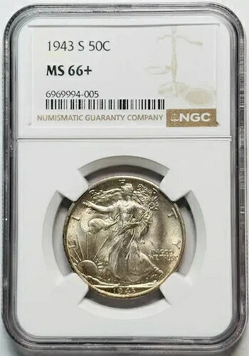 1943年 S ウォーキング・リバティ ハーフダラー NGC MS-66+ プラス｜WORLD RESOURCE【QUEEN店】