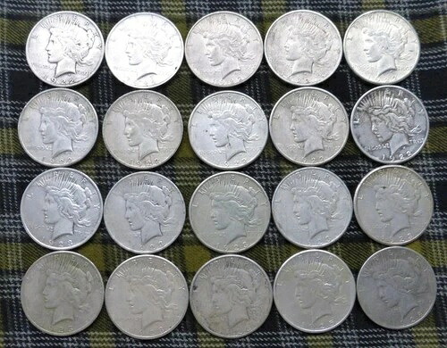 ピース90%銀貨20枚ロール、一部ミントマークあり、1922年、1923年、1925年、1928年｜WORLD RESOURCE【QUEEN店】