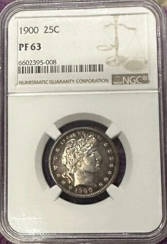 1900年 バーバークォーター 25セント NGC PF63 - PR63 - 美しい紫と茶色の色合い ?