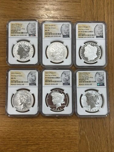 2023年 モーガン＆ピース シルバーダラー NGC MS70 PF70 PR70 6枚セット 初日＆ER 178,200円