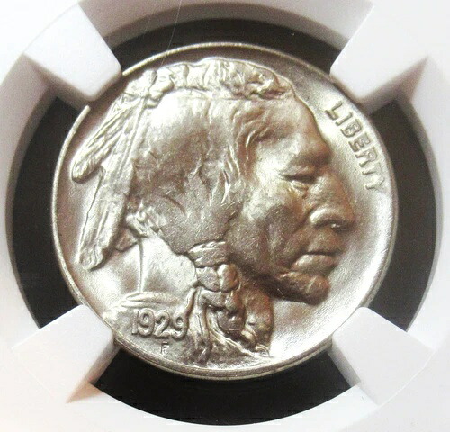 1929年 バッファローニッケル NGC MS-66 (CAC グリーン) (トーン)。