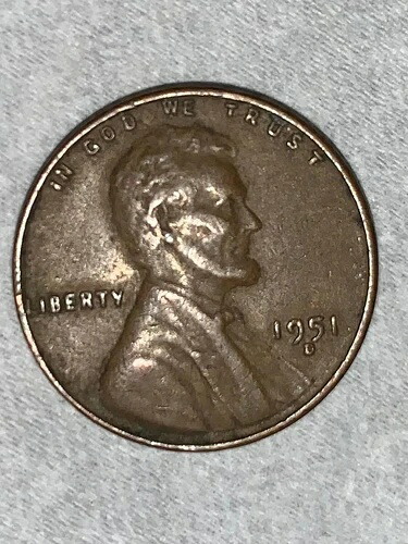 1951 D ウィート ペニー エラー (縁のリバティの文字 L)
