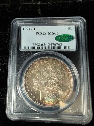 1921-D モルガン銀貨 PCGS MS-65 CAC - 13476768