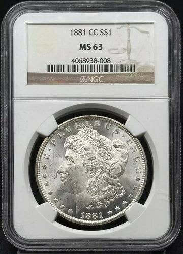 1881年CCモルガン銀貨NGC MS-63
