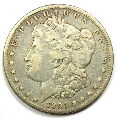 1893-CC モルガン銀貨 1ドル - 希少カーソンシティコイン - VF 詳細