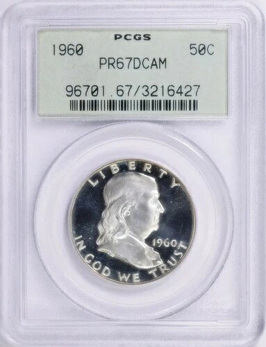 1960年 フランクリン 50セント ハーフドル プルーフ PCGS PR67DCAM ディープカメオ プルーフ OGH ハイグレード