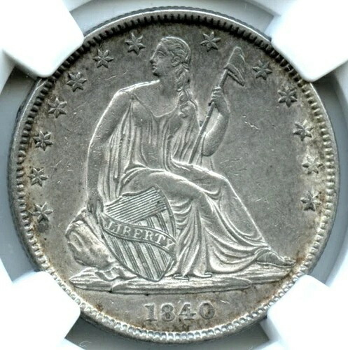 1840-O WB-5 ラージO リバティ・シーティング・ハーフドル、NGC AU 55