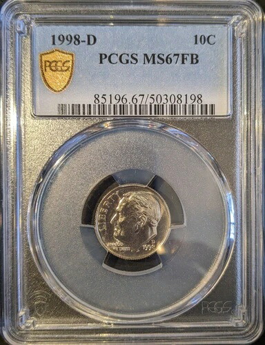 1998-d PCGS MS67FB MS-67 フルバンド ルーズベルト ダイム 希少 非常に低いポップ 全グレード