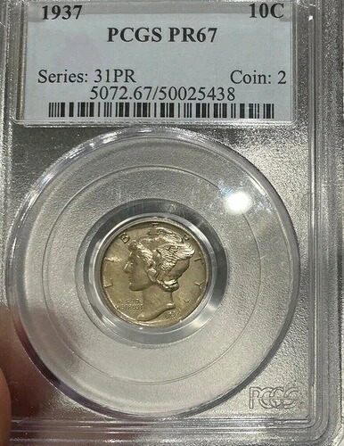 1937年 10セント PCGS PR67 - マーキュリーダイム