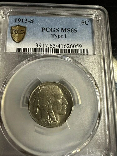 バッファローニッケル 1913 S タイプ 1 PCGS MS65