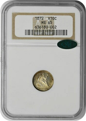 1872年 自由の女神像 シルバーハーフダイム MS65 NGC (CAC)