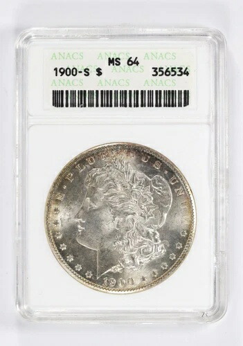 1900-S 1ドルモルガン銀貨 ANACS MS64