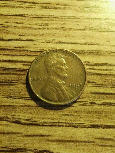 1947 年小麦セント硬貨、縁にエラーあり、状態良好！