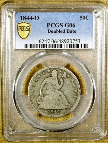 1844-O PCGS G06 ダブルデイト シーテッド リバティ ハーフダラー - PCGS ゴールドシールド