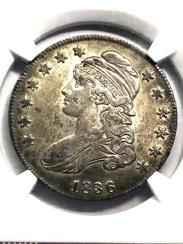 1836年 胸像半身像 - NGC AU58 - 縁に文字入り - 裏面にO-106ビーズ入り