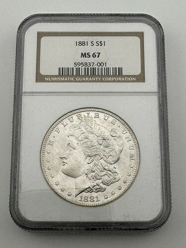 1881 S モーガン シルバー ダラー NGC MS67 - 素晴らしいブラスト ホワイト!!