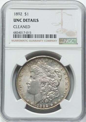 1892-P モーガン シルバー ダラー - NGC Unc 詳細 - 非常に厳選された標本!