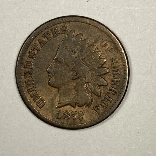 1877年製インディアンセント .01。細部まで精巧に仕上げられています。盾はフルシールド仕様です。
