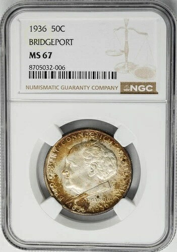 1936年 ブリッジポート ハーフ 50セント MS67 NGC 950191-8 202,400円
