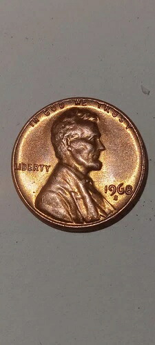 1968S ペニーエラー (DDO) + リムに「IN GOD WE TRUST」 + リムにリバティ 美しい光沢