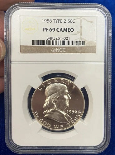 1956年 フランクリン ハーフダラー タイプ2 NGC PF69 カメオ