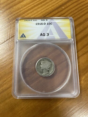 1916年 D マーキュリーダイム ANACS AG 3