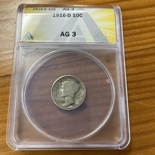 1916年 D マーキュリーダイム ANACS AG3