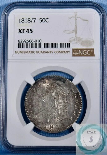 1818/7 キャップドバストハーフダラー NGC XF 45 - オリジナル希少品