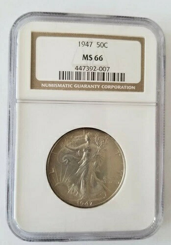 1947年 P ウォーキング・リバティ ハーフドル 50セント 米国造幣局コイン NGC MS 66