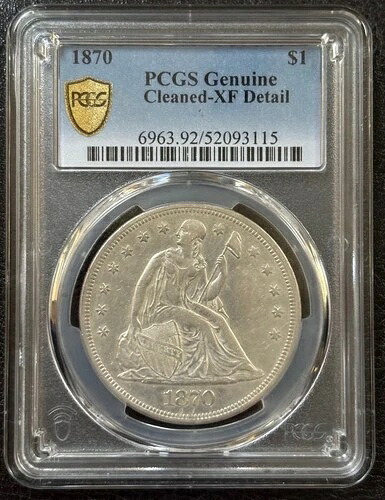 1870年製 自由の女神像 1ドル硬貨 わずか415,000円 発行 PCGS純正 XF 詳細 #1005