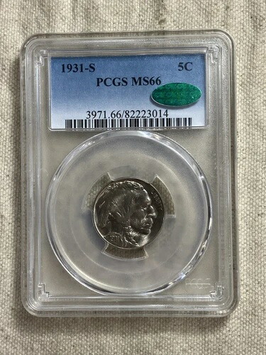 1931-S バッファローニッケル MS66 PCGS CAC認定 美しいコイン 丁寧に打たれています