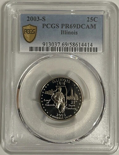 PCGS 2003-S 25セント イリノイ クォーター (PR69DCAM)