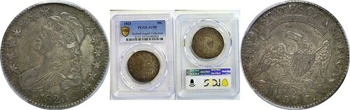 1823年 50セント キャップドバスト ハーフダラー PCGS AU-55