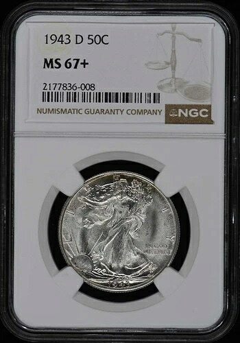 1943-D ウォーキング・リバティ・ハーフダラー 50セント NGC MS67+