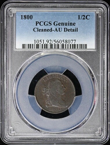 1800年 1/2セント ドレープバスト ハーフセント PCGS AU 詳細