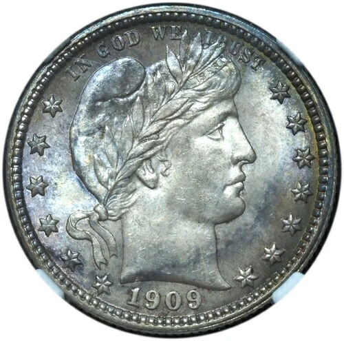 1909年-D バーバークオーター MS65 NGC-ゴージャス オールオリジナル逸品!-