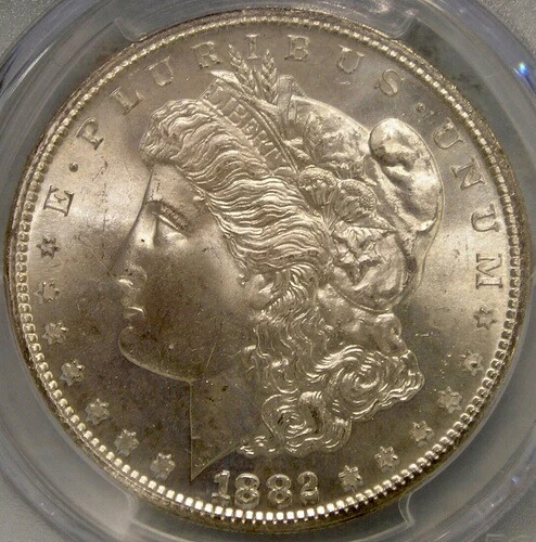 1882年 S モーガン シルバー ドル 驚くほど美しいプレミアム品質 希少 PCGS MS 67
