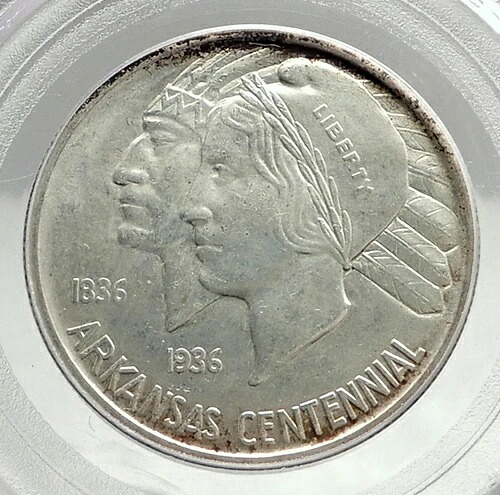 1938年 アーカンソー州 100周年記念 シルバー ハーフドル 米国コイン PCGS MS 65 i76423