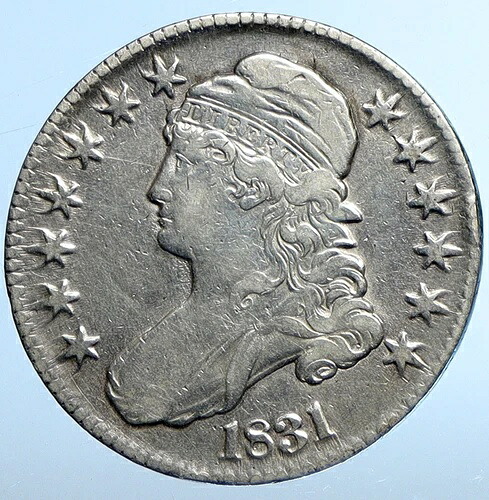 1831年 P USA イーグル リバティ アンティーク ヴィンテージ オールド シルバー 50セント ハーフドル コイン i111021