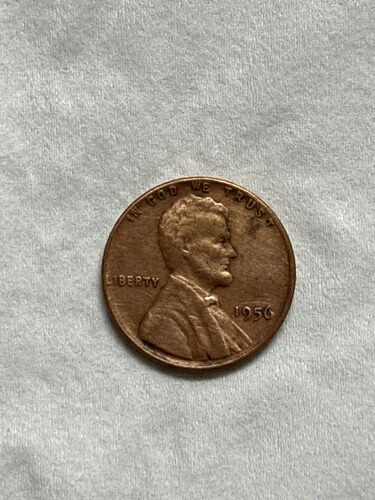 1956年リンカーン・ウィート・ペニー - ミントマークなし - 縁にエラー「L」と「In God We Trust」