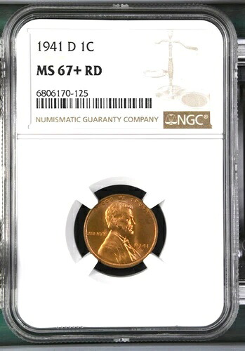 1941年 D リンカーン・ウィート・セント：見事な NGC MS67+ レッド ~ クレイジーなローポップの例
