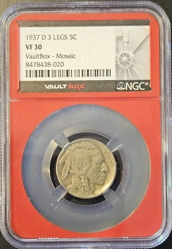 1937年 D 三本足バッファローニッケル NGC VF 30 ~ NGC Vaultboxコレクション